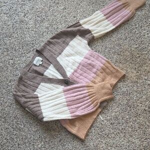 Colorblock Women's Sweater - Pink, Brown, and Cream